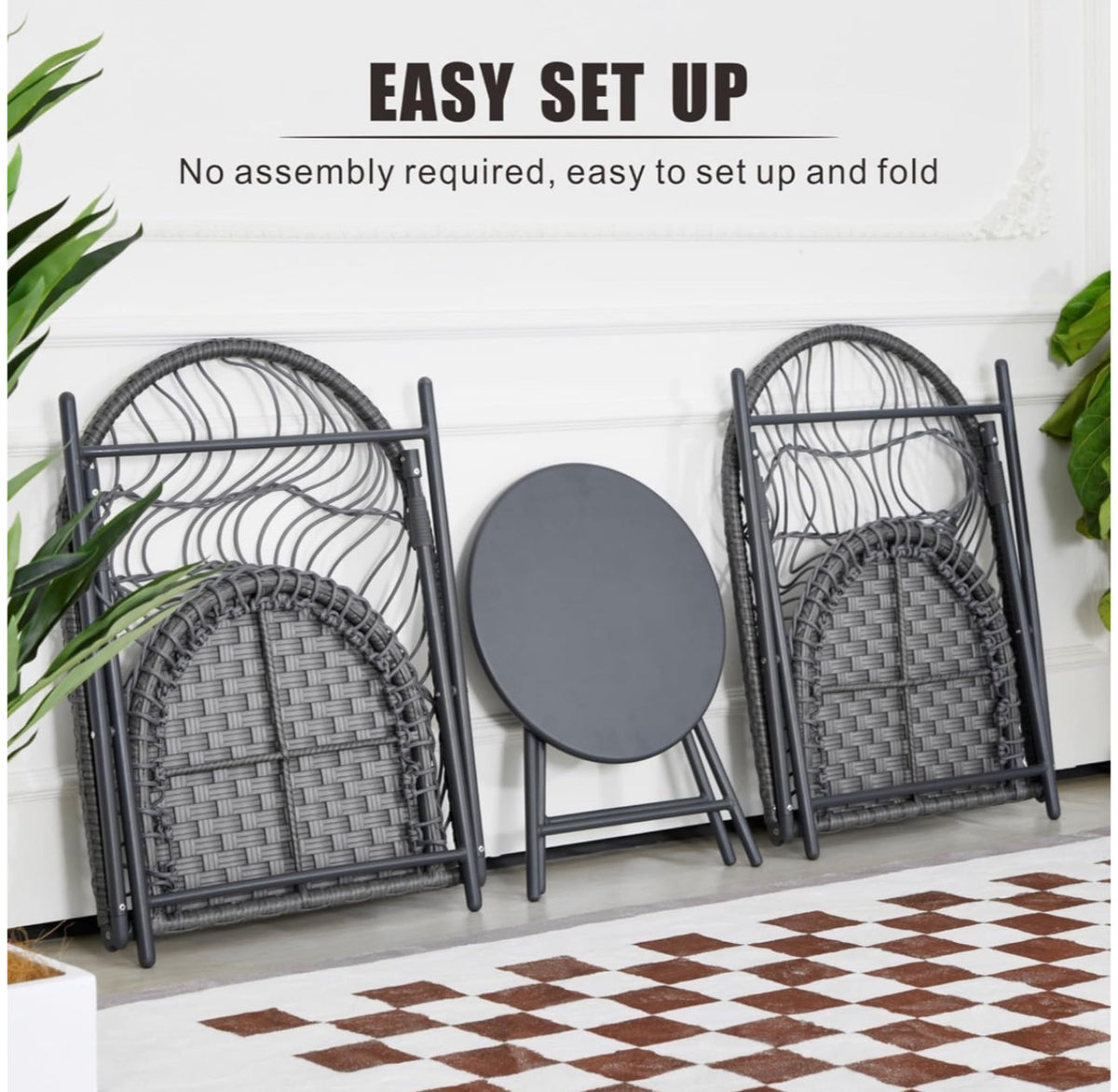 MFurn Rattan Indoor & Outdoor Chairs and Round Table – 3 Piece Set