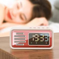 Retro Alarm Clock with 3W Bluetooth 5.0 Speaker and Color LED Display