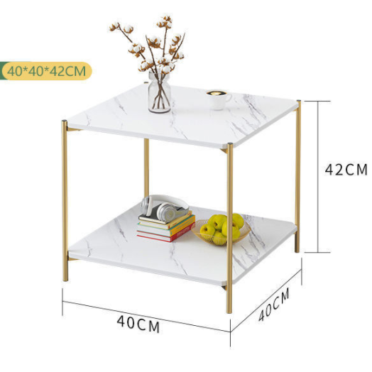 MFurn Modern Wooden Coffee Table – 2-Tier Side Table with Metal Legs