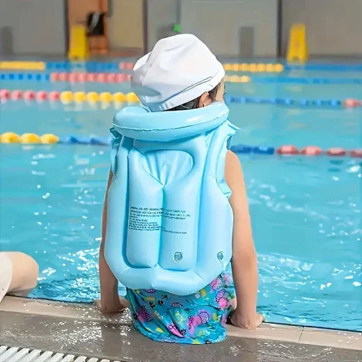 Inflatable Swimming Vest – Adjustable Blue Swim Jacket for Kids