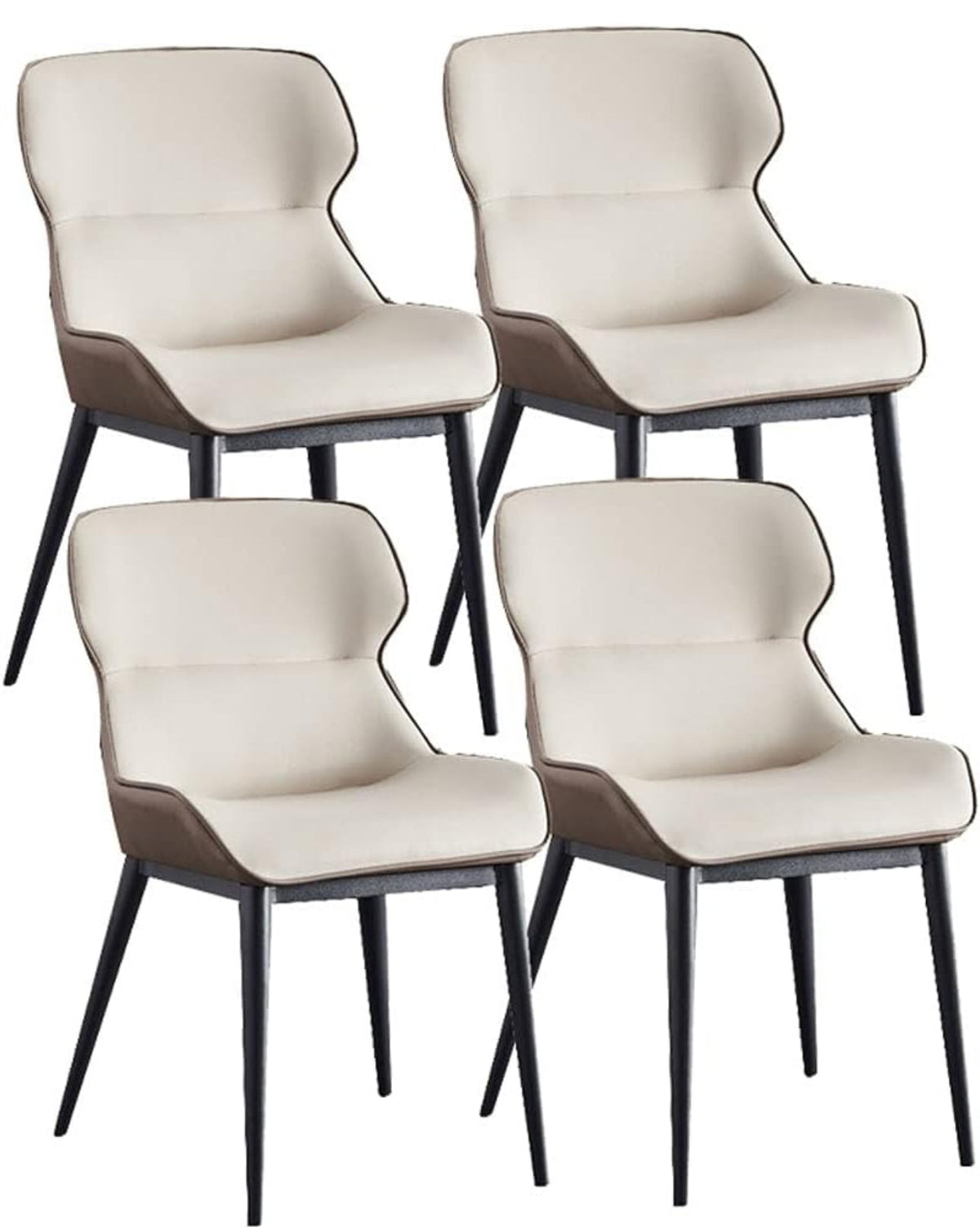 Modern Leather Mid Century Dining Chairs, Upholstered Kitchen Dining Room Chairs, High Backrest Dinner Chair for Living Room Bedrooms