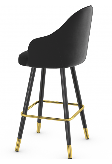 MFurn Gold Bar Stool Black Velvet