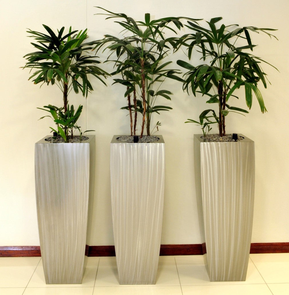 Brushed stainless steel pots