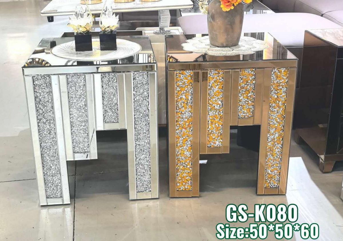 Mirrored silver side table