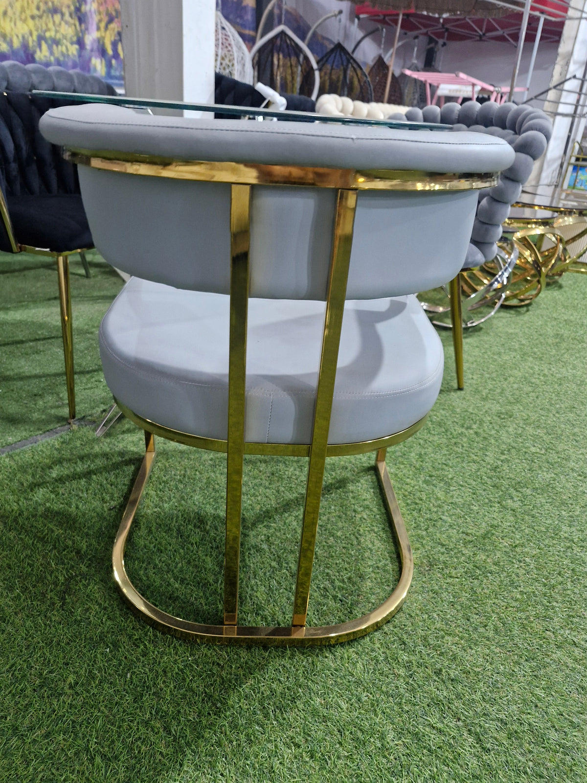 Blue gold dining chair