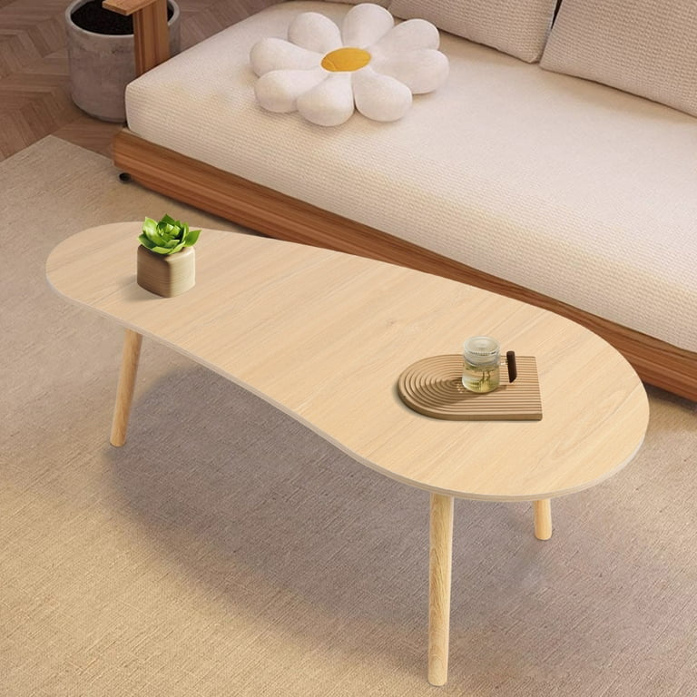 MFurn Mango Shape Mid-Century Modern Coffee Table – Rustic Accent Wooden Table