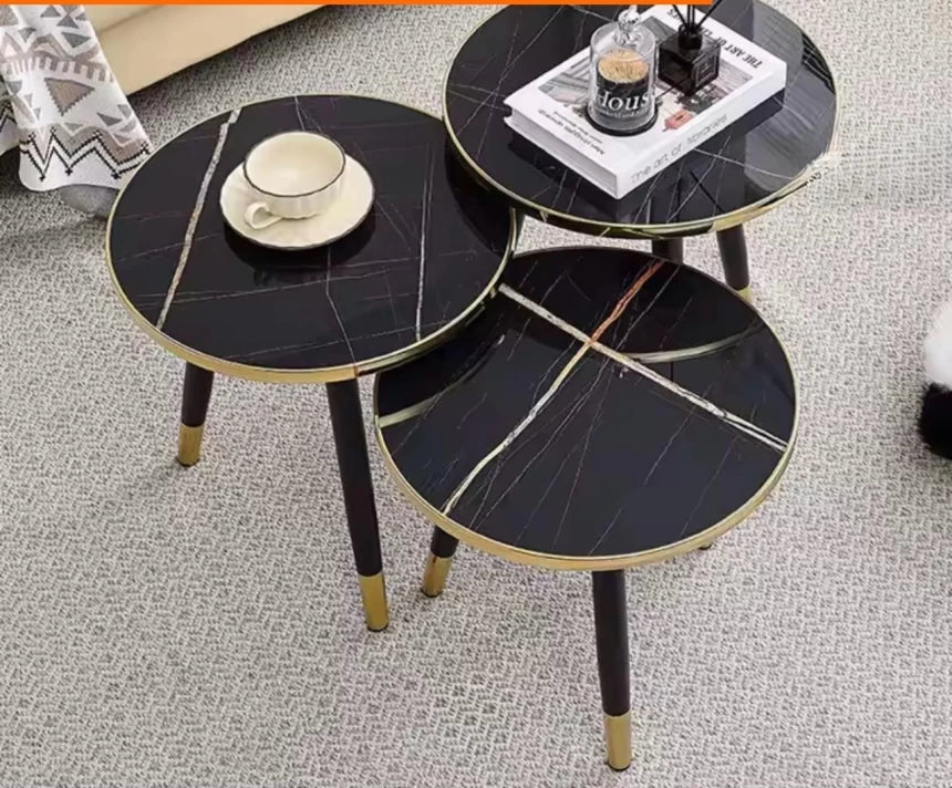 MFurn 3-in-1 Nesting Luxury Marble Side Table Set
