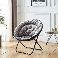 MFurn Folding Moon Chair Velvet Saucer Chair Various Colours