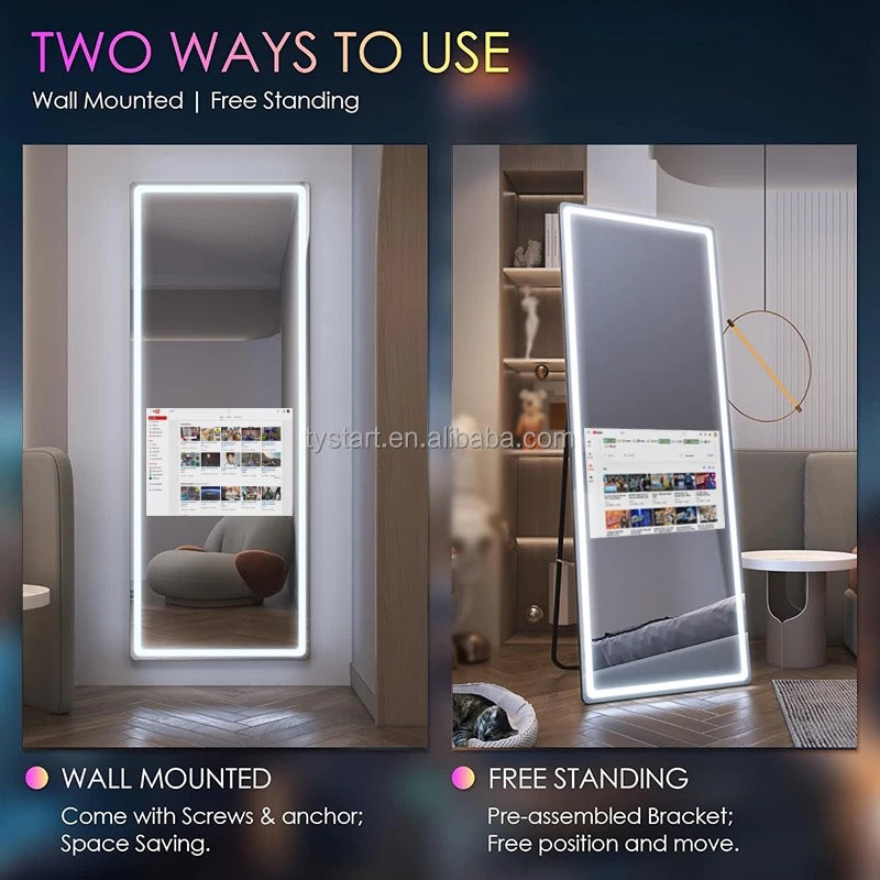 High Quality Full Length Android Mirror With Bluetooth Speaker,WiFi Waterproof Smart LED TV Mirror