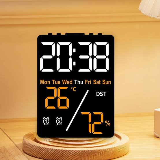 Digital Alarm Clock Settings Practical with Dimmer LED Display Electronic Desk Clock for Indoor