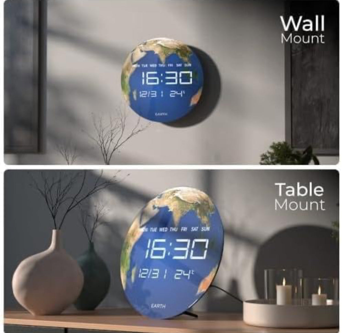 Digital Wall Clock Home Stylish Led Large Wall Clock USB Powered Modern Clock - Various Options