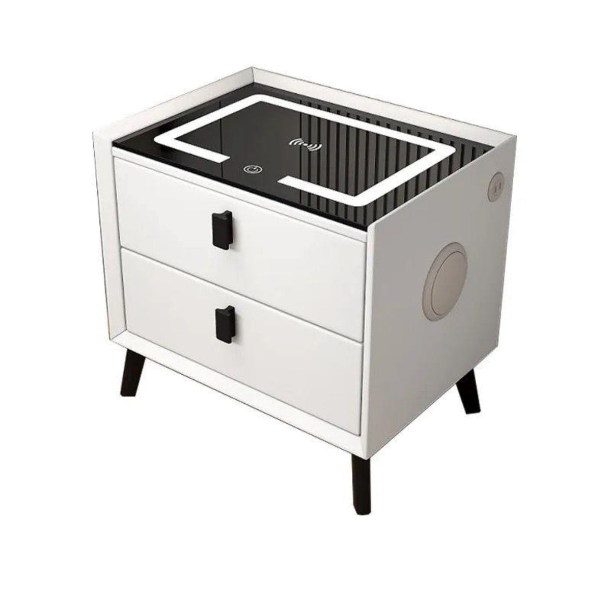 MFurn Smart Bedside Table with Speaker & Wireless Charging – Modern LED Nightstand