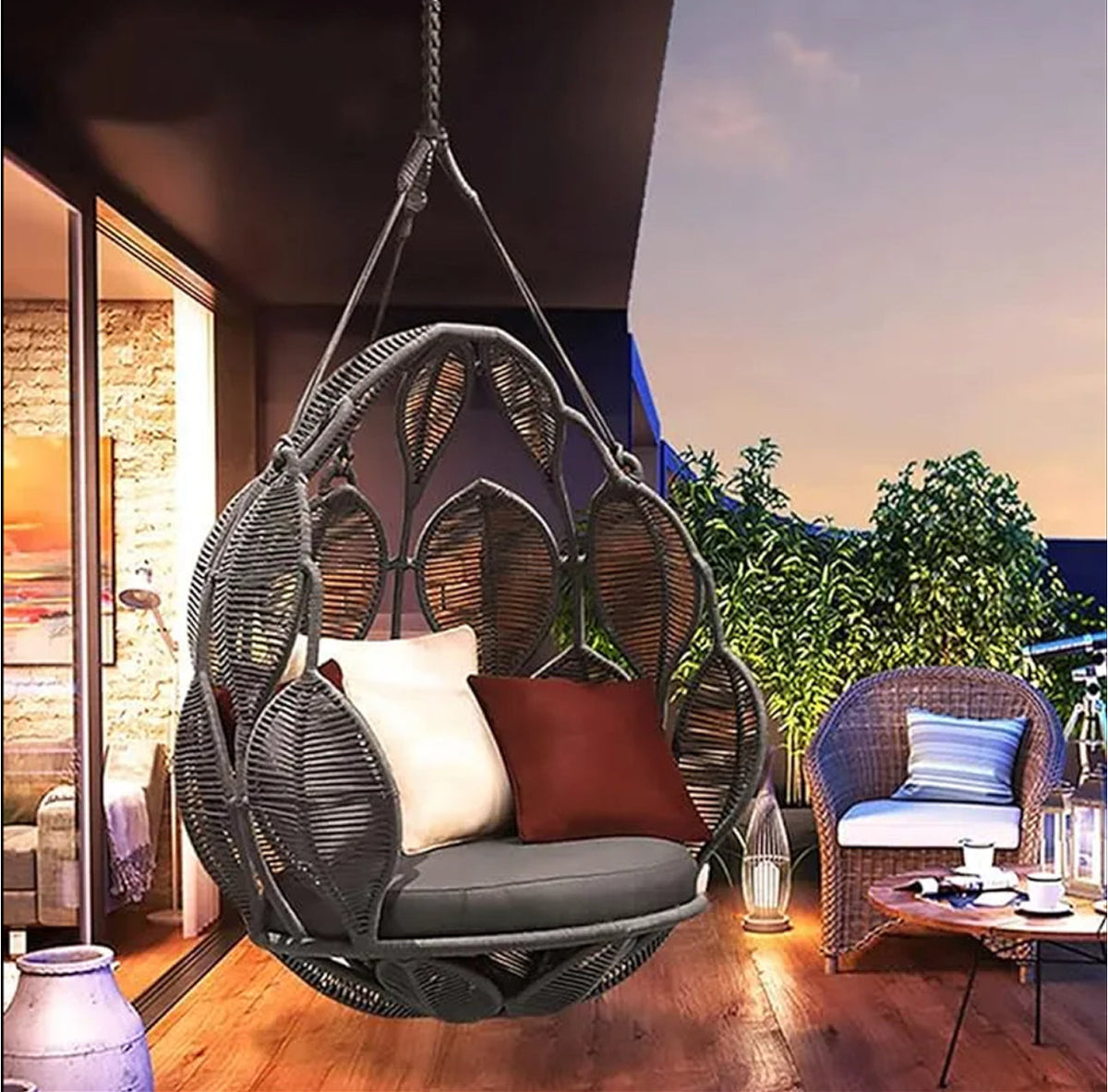 Outdoor Single Seater Bird's Nest Design Swinging Chair