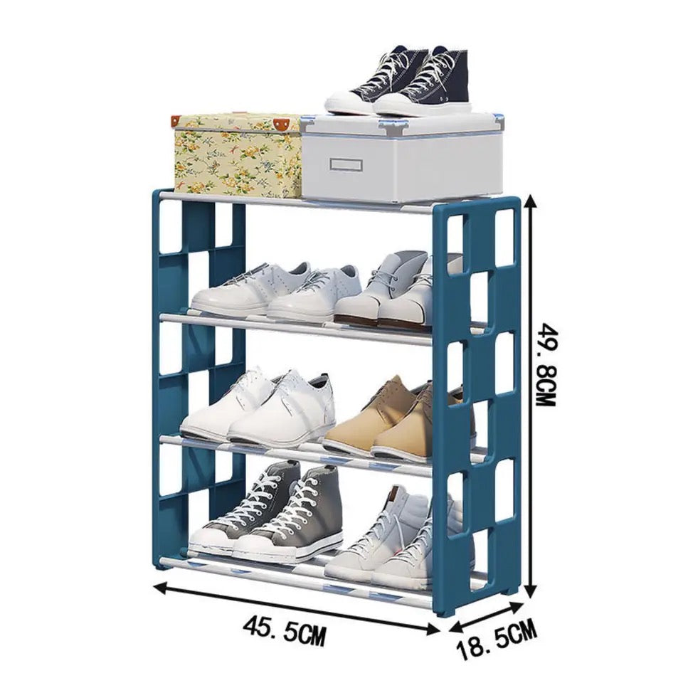 Simple Practical Shoe Rack 4 Tiers Shoe Cabinet for Home Dorm Room Balcony Multifunctional Assembly Storage Shelf Hanger Rack