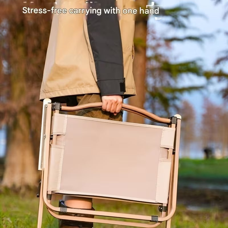MHome Portable Outdoor Chair with Wood Armrests – Foldable & Heavy-Duty