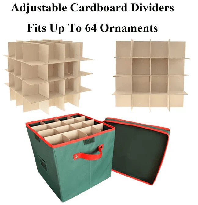 MHome Green Christmas Ornament Storage Box – Foldable with Label Window & Reinforced Panels