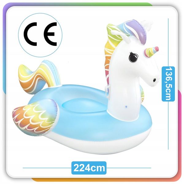 GIANT Pegasus Inflatable Mattress 224×159 cm – Pool & Beach Float with Handles