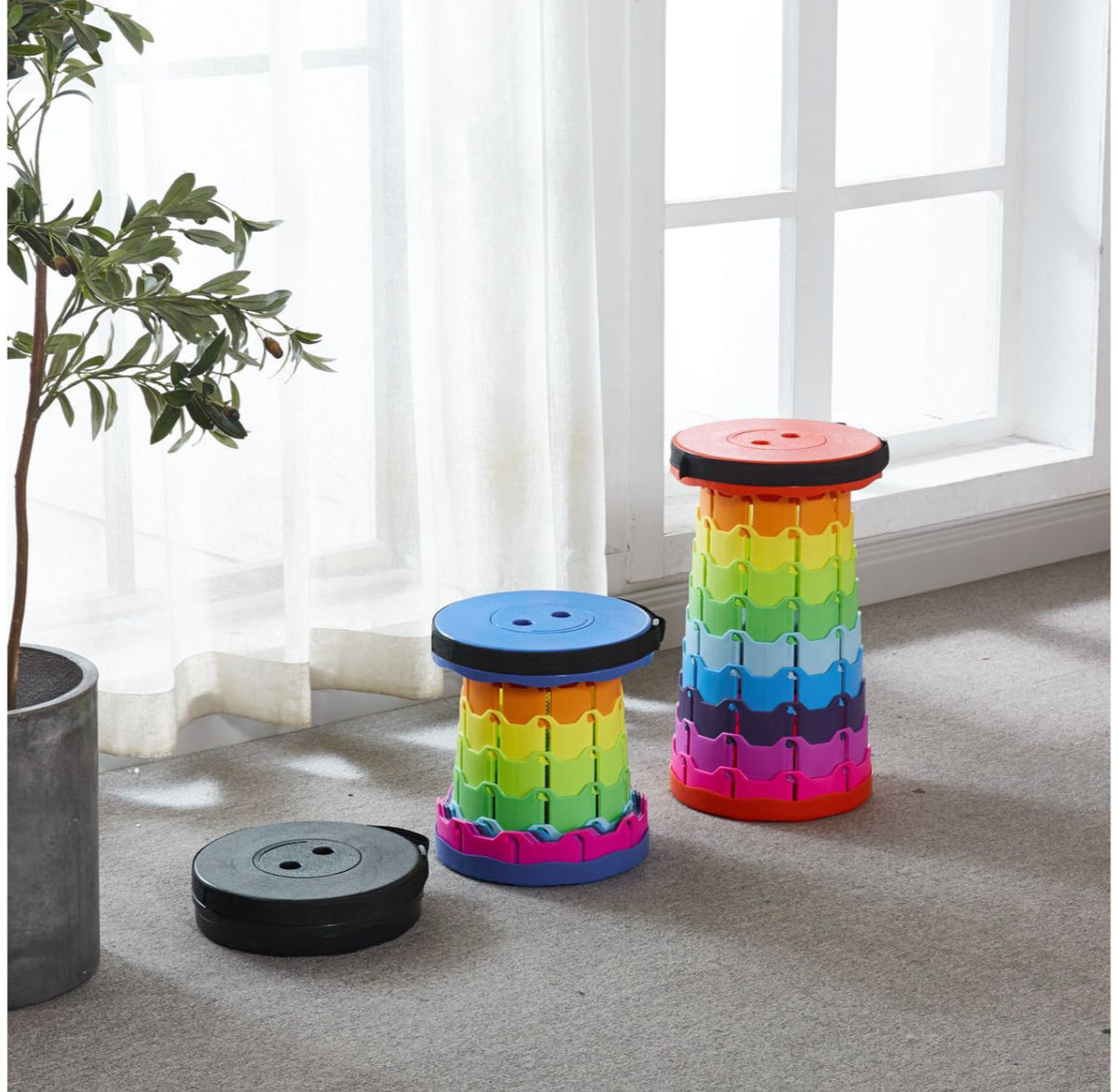MHome Portable Folding Telescopic Stool Rainbow Colour