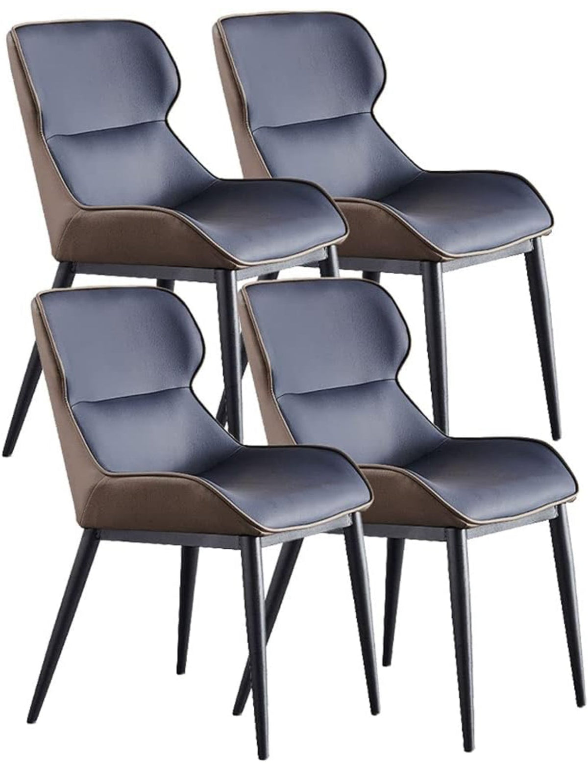 Modern Leather Mid Century Dining Chairs, Upholstered Kitchen Dining Room Chairs, High Backrest Dinner Chair for Living Room Bedrooms