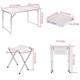 MFurn Portable Folding Camping Table Inc 4 Foldable Chairs
