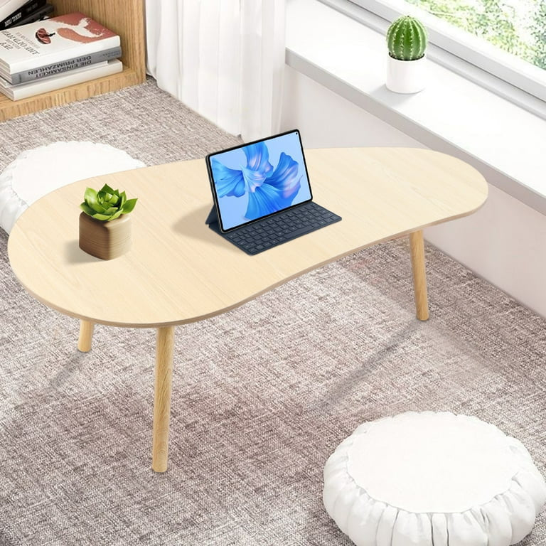 MFurn Mango Shape Mid-Century Modern Coffee Table – Rustic Accent Wooden Table