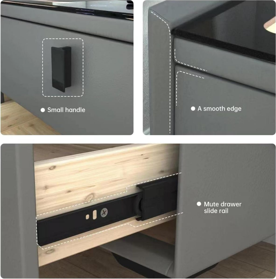 MFurn Smart Bedside Table with Speaker & Wireless Charging – Modern LED Nightstand