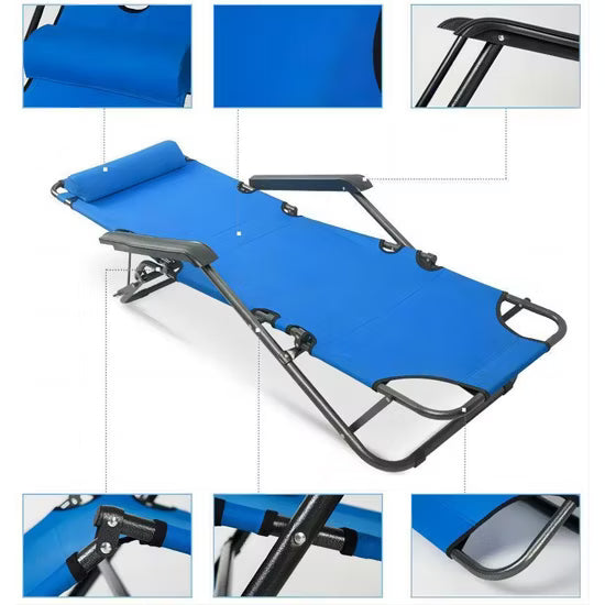 Blue Recliner Chair Comfortable Adjustable Foldable Lounge Seat