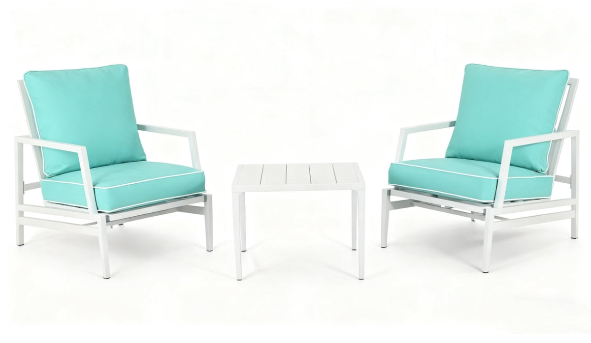 MFurn Daphne 3pc Aluminium Patio Sofa Set with Side Table – Various Colours