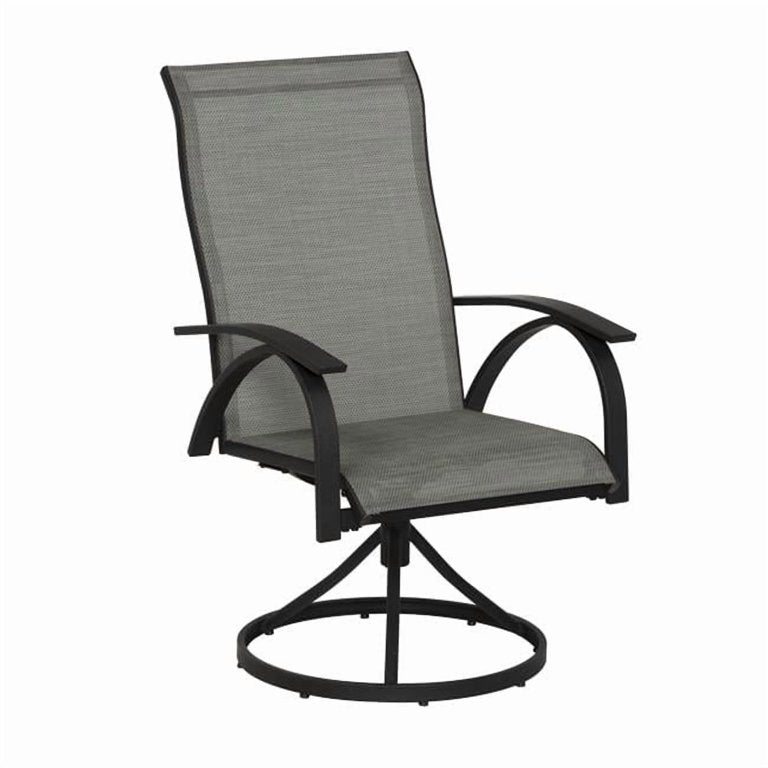 MFurn Glaiza 5-Piece Black & Grey Patio Dining Set with Swivel Chairs