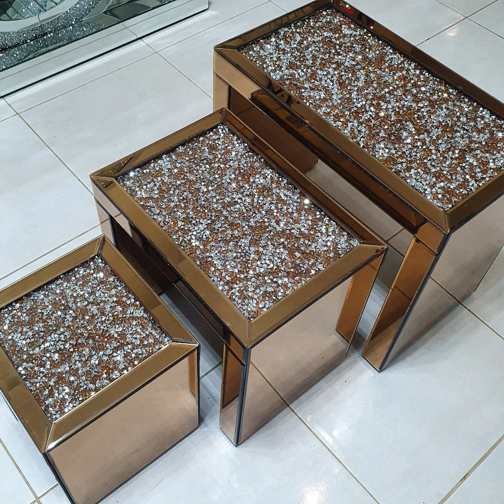rose gold 3pc side tables