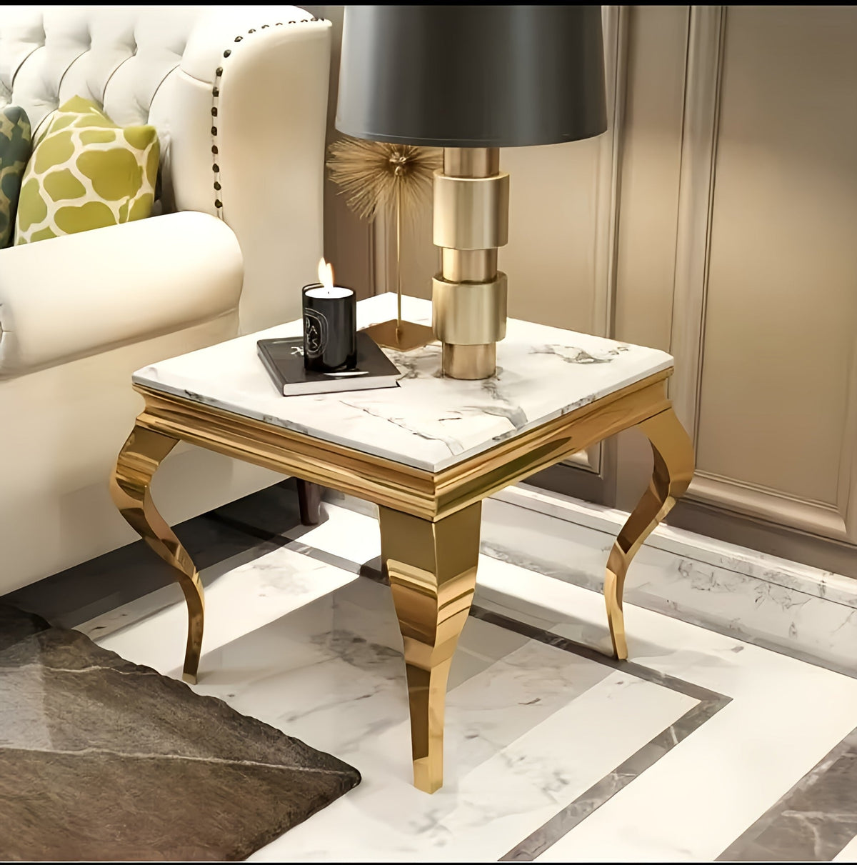 gold marble side table