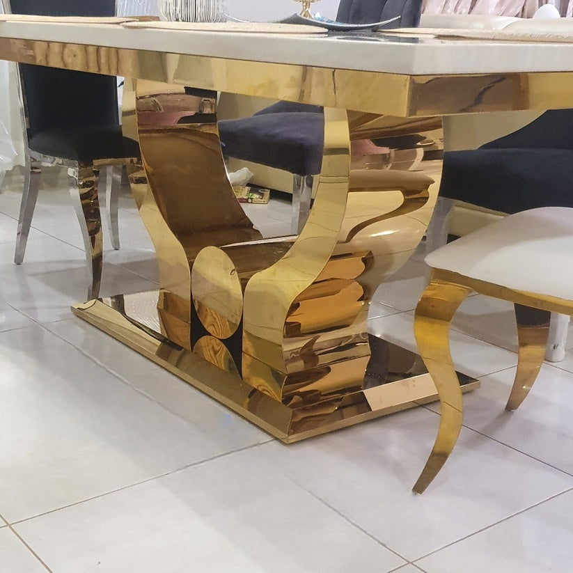 Monaco/ Ambrosia Gold 6 Seater Dining Set