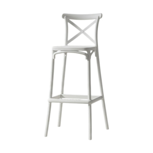 MFurn Resin Cross Back Bar Chair – Modern Bar Stool with Backrest for Dining Room & Kitchen