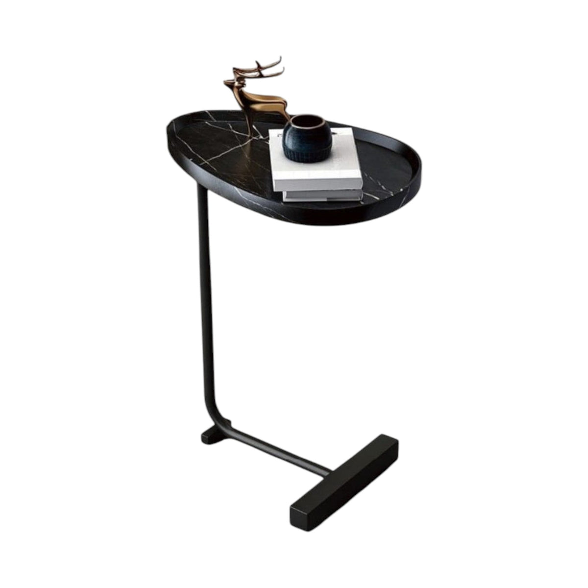 MFurn C-Shaped Side Table with Waterdrop Groove – Compact Sofa & Bed Table