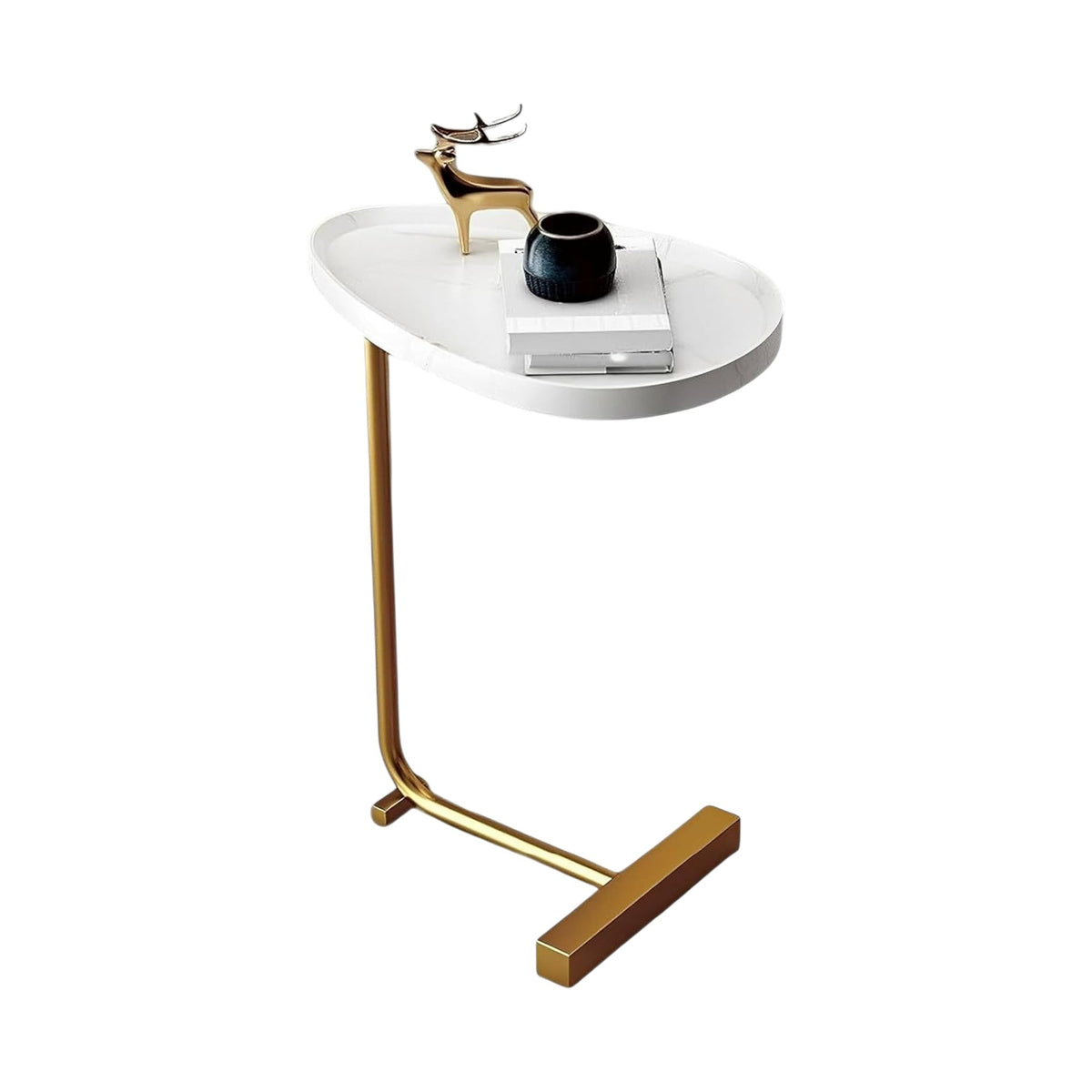 MFurn C-Shaped Side Table with Waterdrop Groove – Compact Sofa & Bed Table