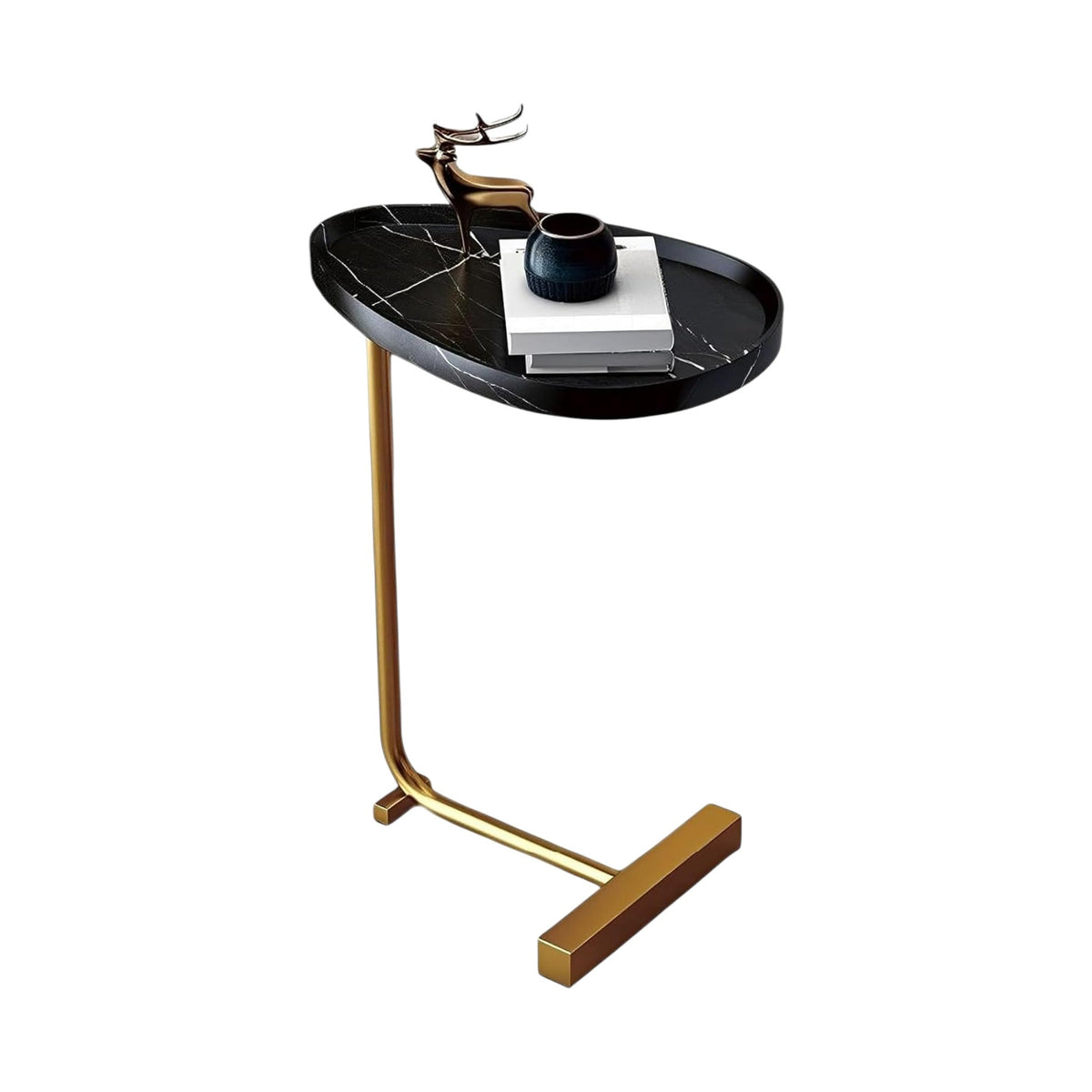 MFurn C-Shaped Side Table with Waterdrop Groove – Compact Sofa & Bed Table