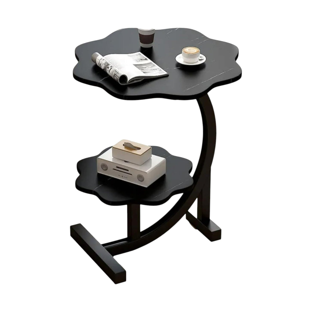 MFurn Double-Layer Flower Nordic Modern Coffee Table – 2-Tier C-Shaped Side Table
