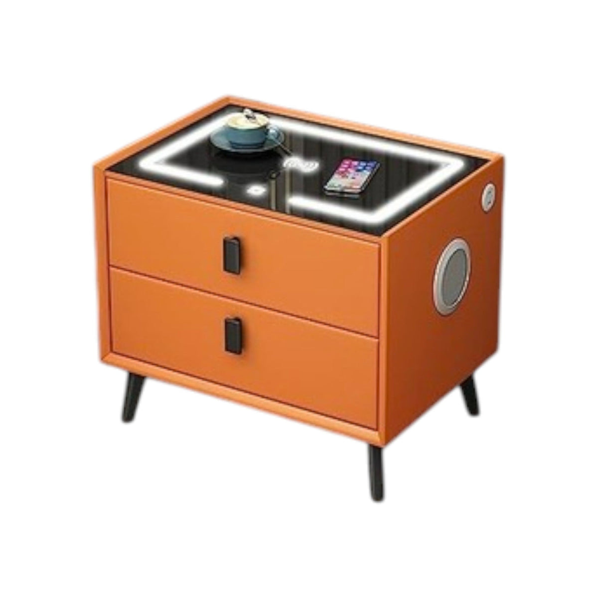 MFurn Smart Bedside Table with Speaker & Wireless Charging – Modern LED Nightstand