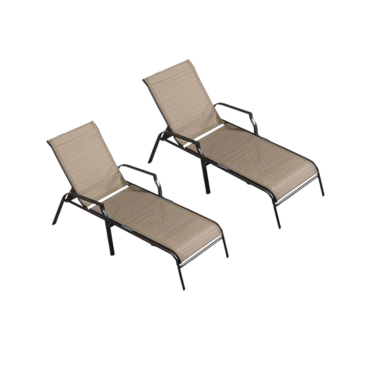 MFurn SunGod 2-Piece Chaise Lounge Set – 5-Position Folding Outdoor Recliners