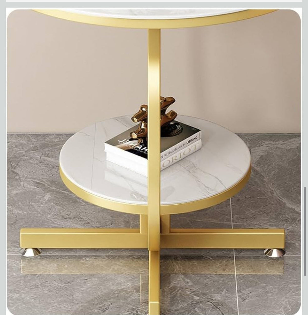 MFurn Luxury Side Table – Golden Metal Frame with Marble Surfac