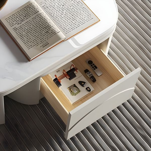 MFurn  Extendable Coffee Table for Living Room,with 2 Storage Stools and 2 Drawers, White.