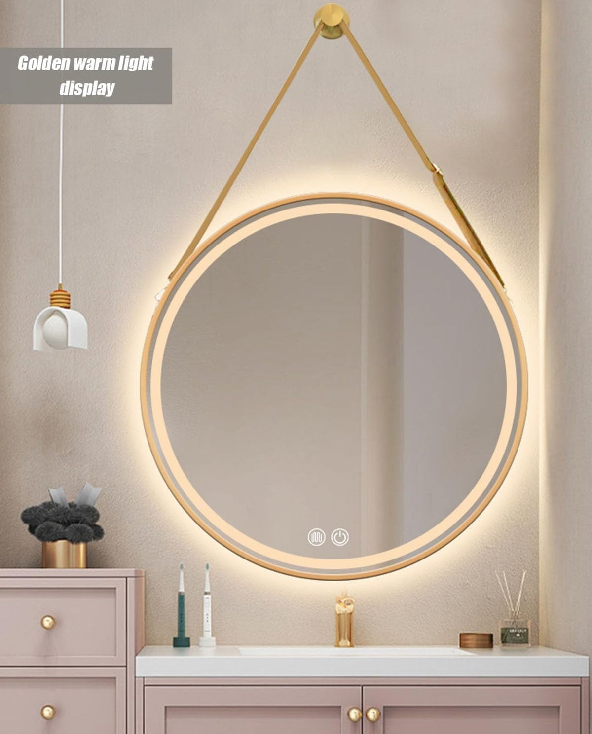 LED Bathroom Mirror, Wall Mounted Multifunction Bathroom Vanity Mirror with LED Lights Energy-Saving Illuminated Mirror