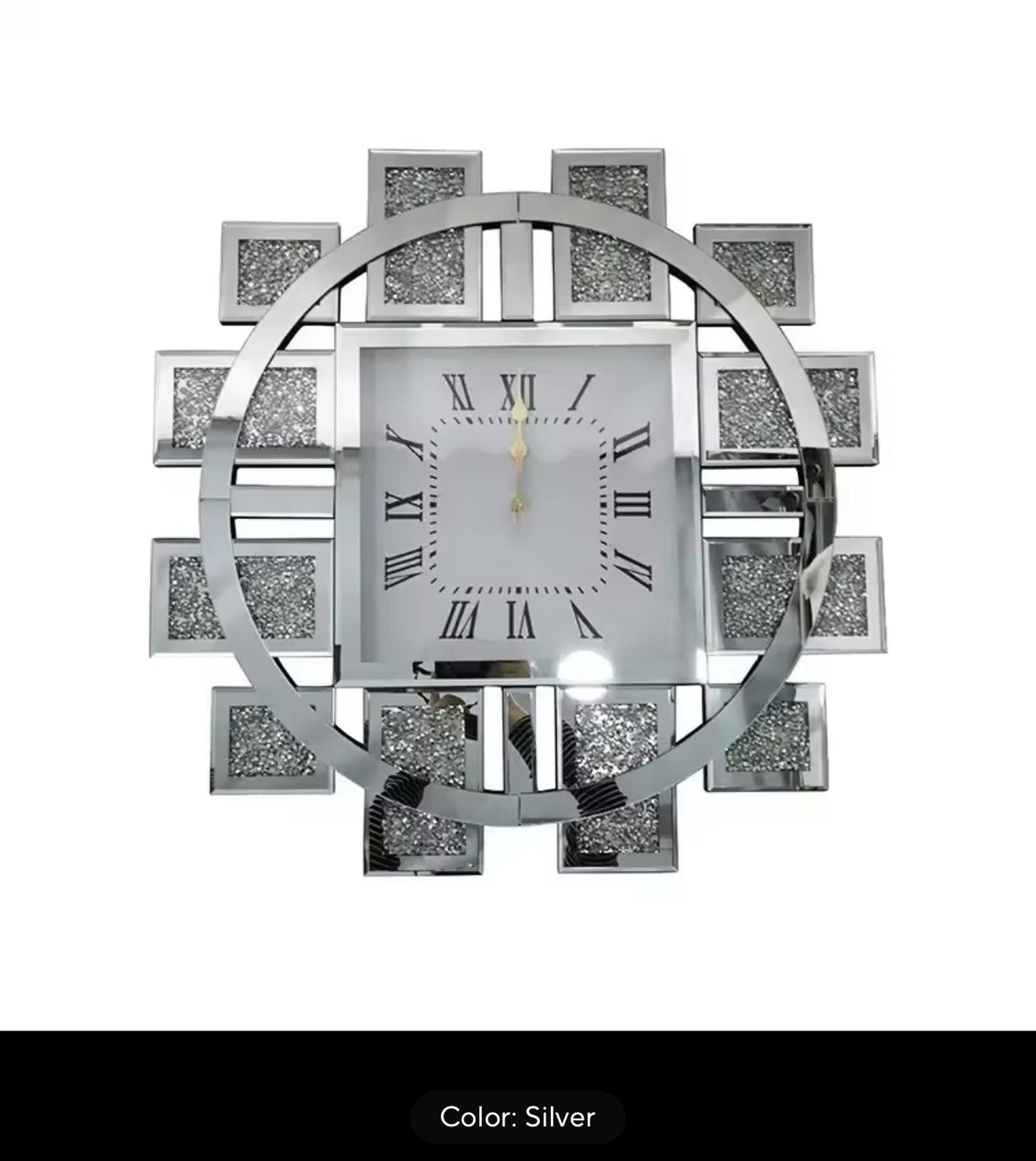 Mirror Wall Clock Modern Design Big Size Diamond Wall Clocks Home Decor Silent Luxury Gold Glass Living Room Decoration Gift