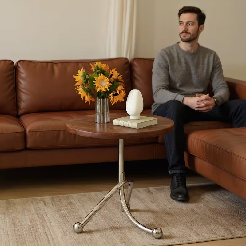 MFurn Tripod Steel Frame Round Tea Table Modern Side Table | Multiple Colours Available