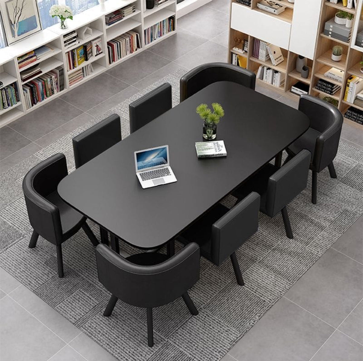 Nordic Style Table Set 8 Chairs + Dining Table , Rectangular Available In Various Colours