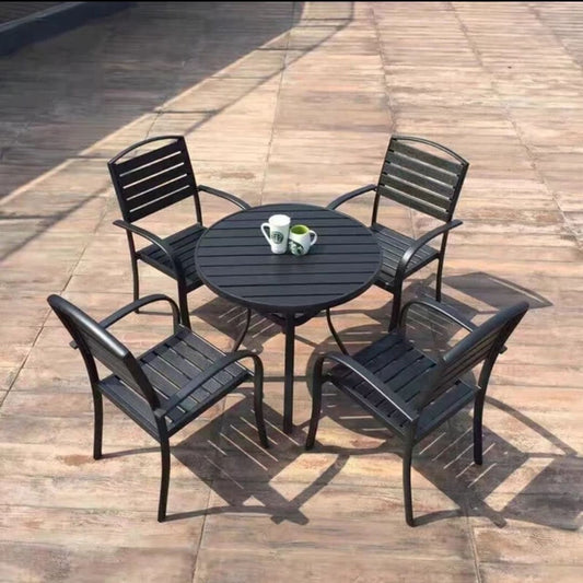 MFurn Hawaii 5pc Seater Round Patio Dining Set Black
