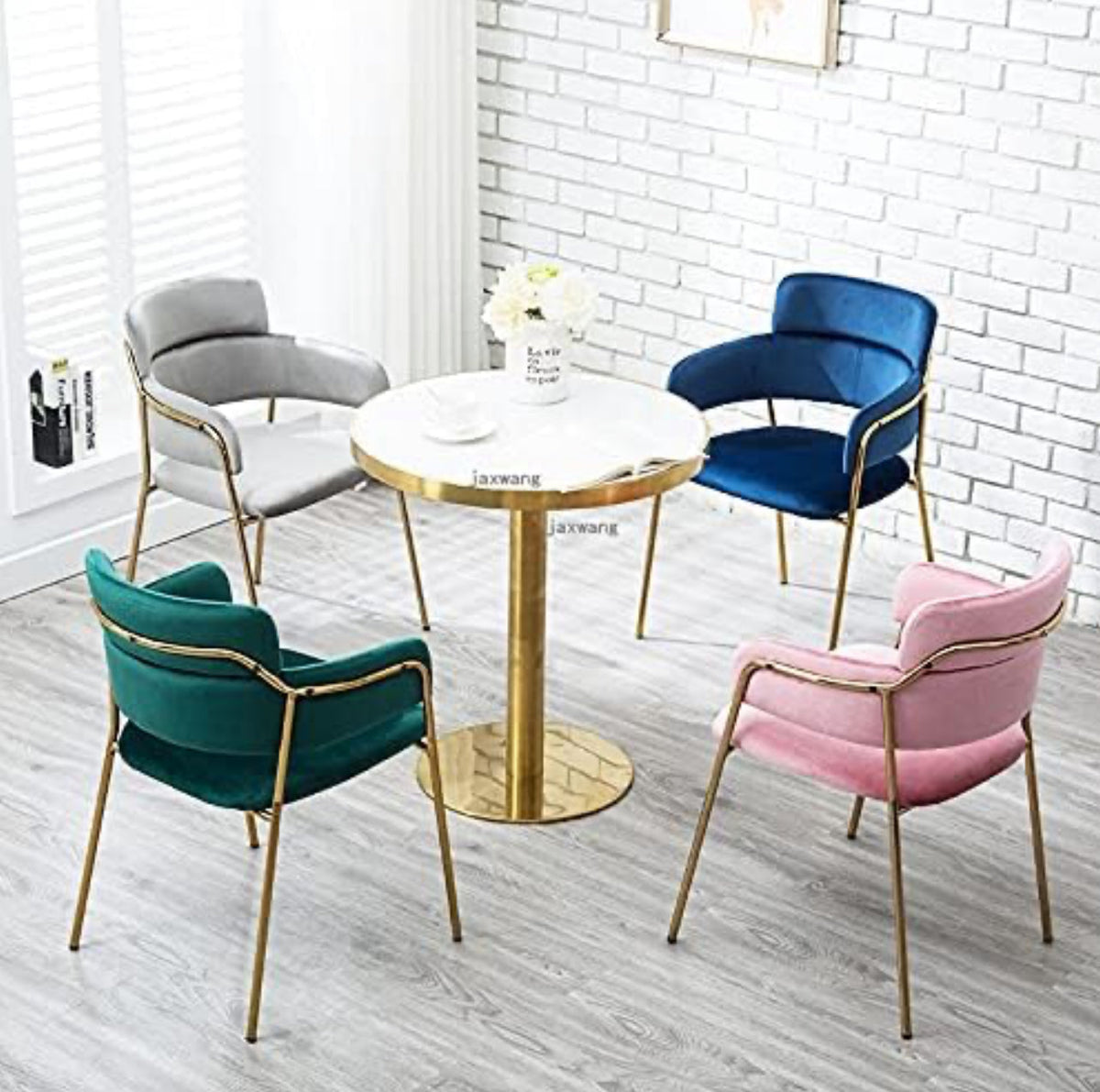Nordic Dining Chair Lounge Chair Single Metal Fabric Restaurant Dining Chair Designer Cafe Dressing Chair -Various Colours