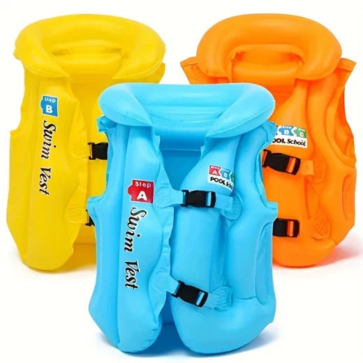 Inflatable Swimming Vest – Adjustable Blue Swim Jacket for Kids
