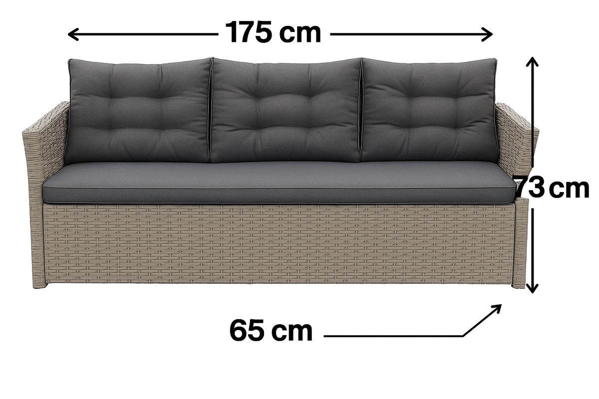 MFurn Marseille 6-Seater Modular Rattan Patio Corner Lounge Set – Grey
