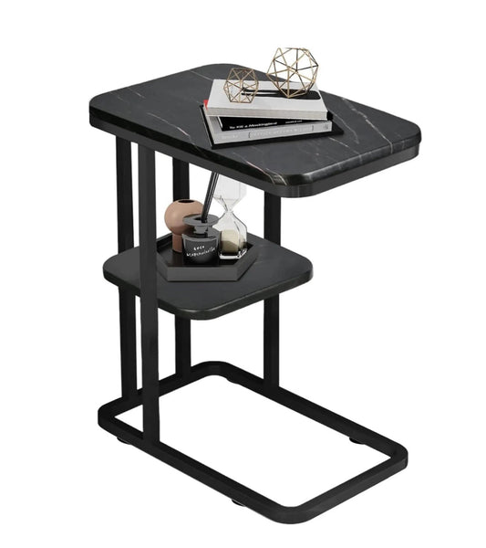 MFurn C-Shaped Double-Layer Side Table – Modern Coffee Table for Sofa Or Bed